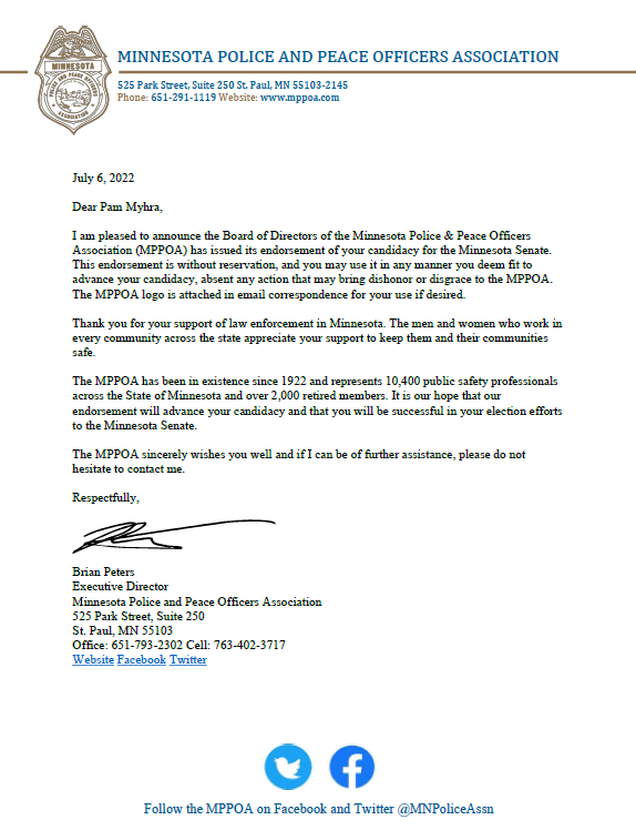 7.6.2022 Endorsement Letter from the MPPOA